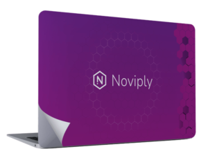 Laptop with individual cover-film with company logo | Noviply